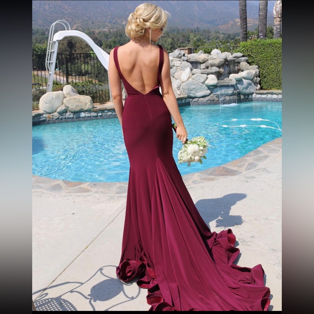 Maroon backless gown
